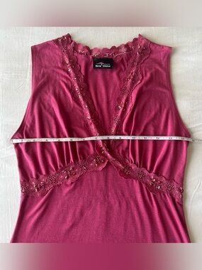 Raspberry Pink Sequin Lace Trim Tank Top